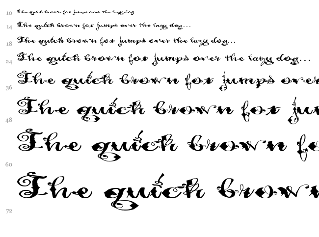Pauls Fancy Script font waterfall
